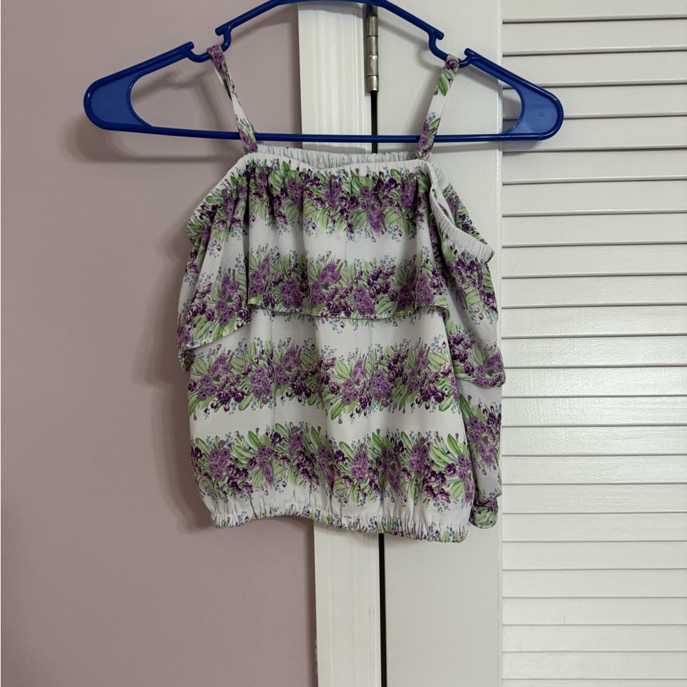 Floral Purple and Green Top